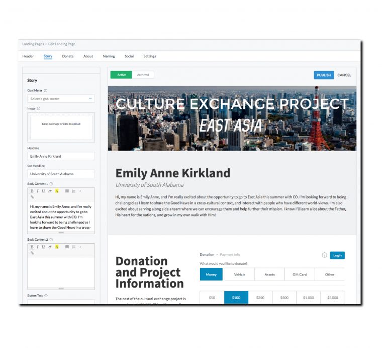 idonate Landing Page Setup 768x691